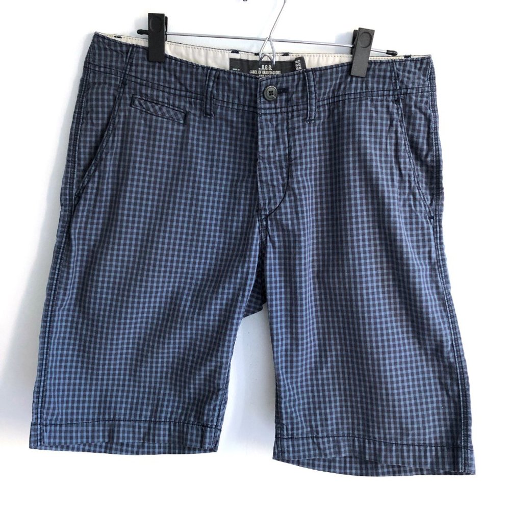 H&M Blue Check Plaid Shorts Golf Chinos Casual 32